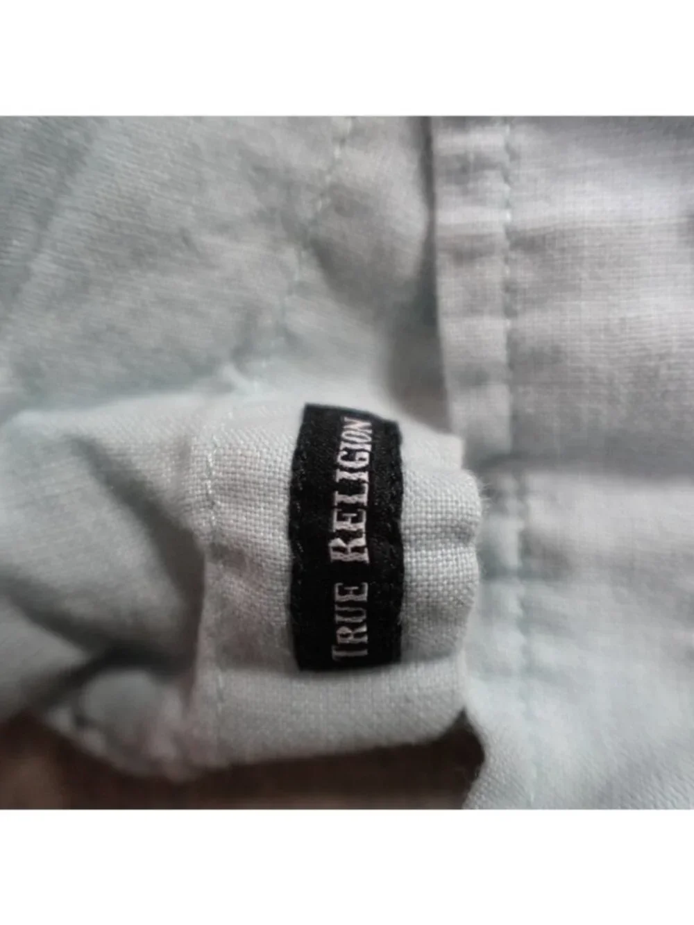 True Religion Shirt XL Blue Slim Fit 100% Linen